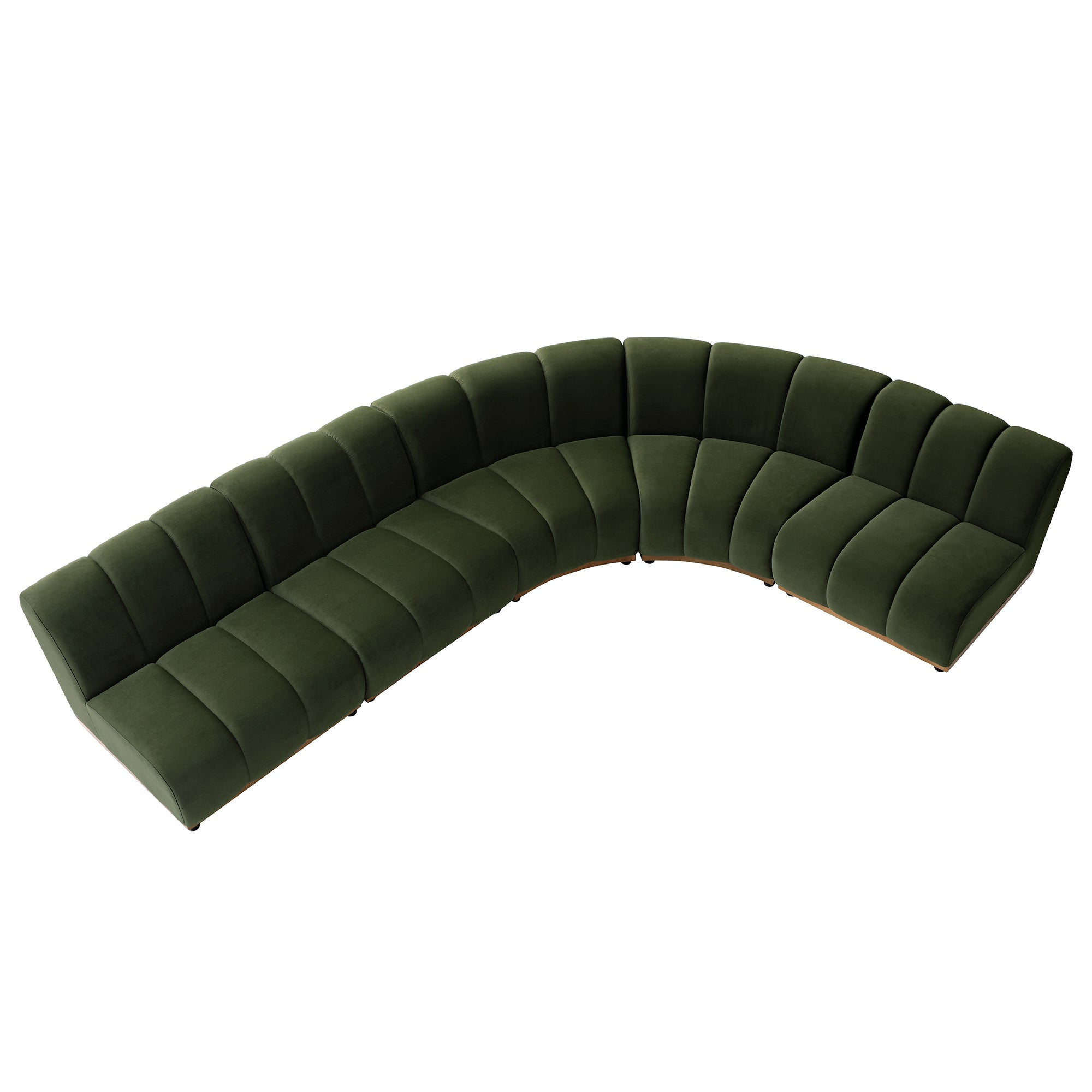 Granvia Moss Green Velvet Sectional Sofa, 5-Seater Grand L-Shaped Sofa