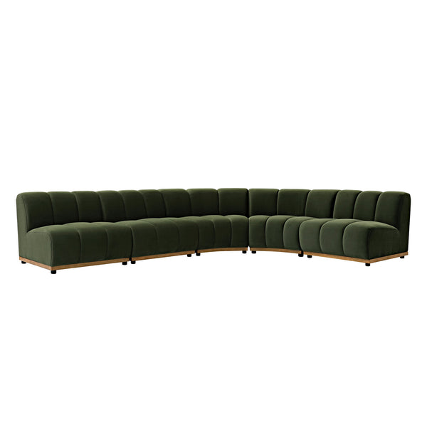 Granvia Moss Green Velvet Sectional Sofa, 5-Seater Grand L-Shaped Sofa