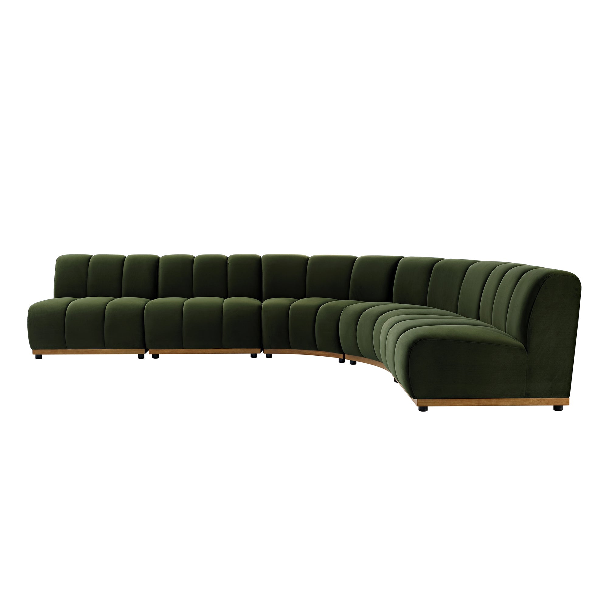 Granvia Moss Green Velvet Sectional Sofa, 5-Seater Grand L-Shaped Sofa