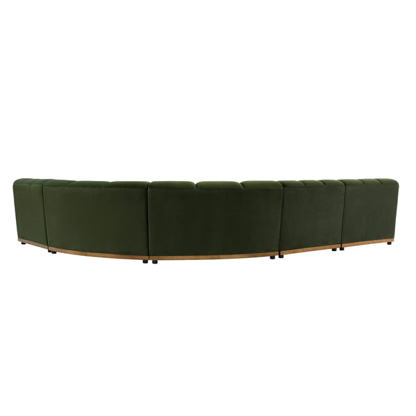 Granvia Moss Green Velvet Sectional Sofa, 5-Seater Grand L-Shaped Sofa