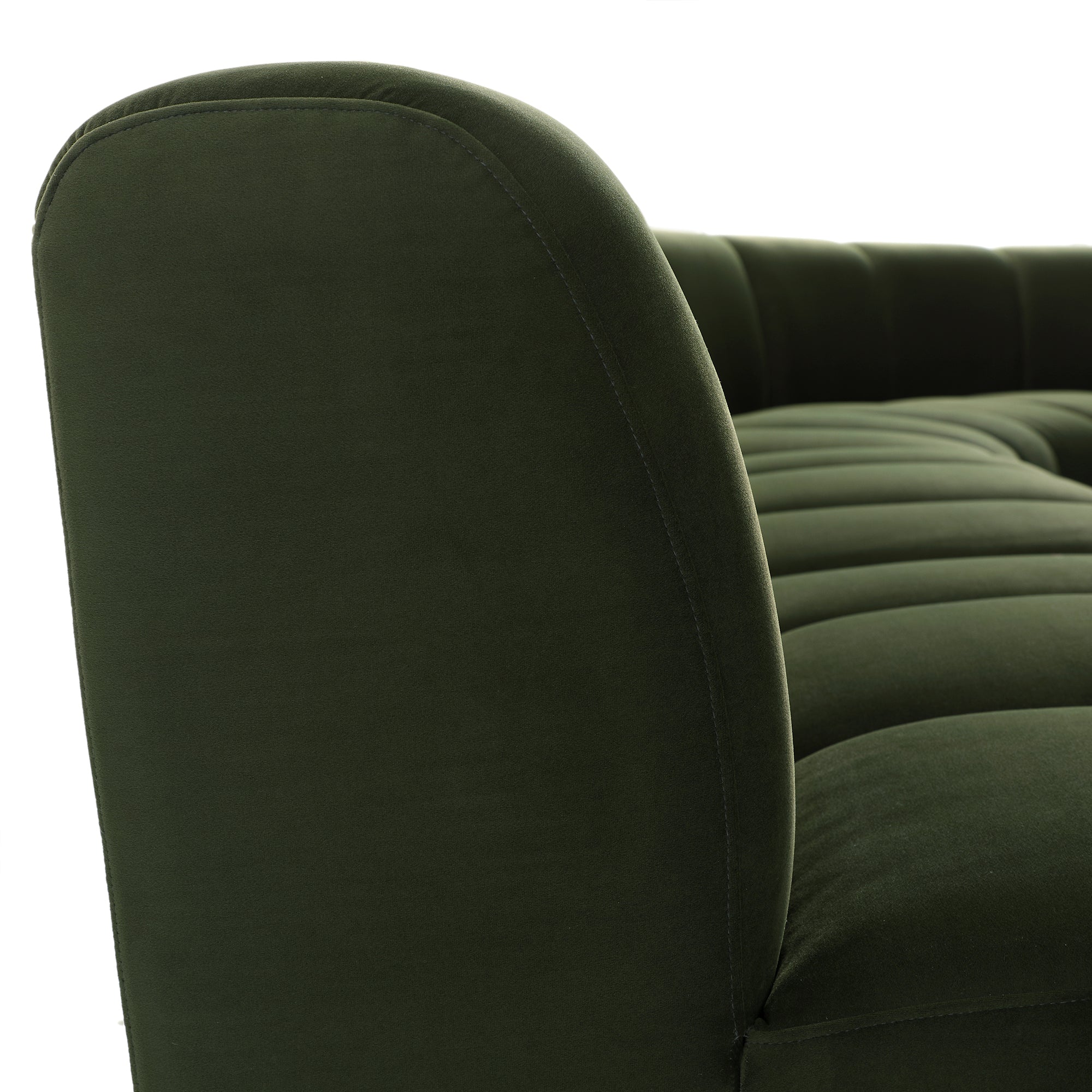 Granvia Moss Green Velvet Modular Sofa, 5-Seater Grand L-Shaped Sofa