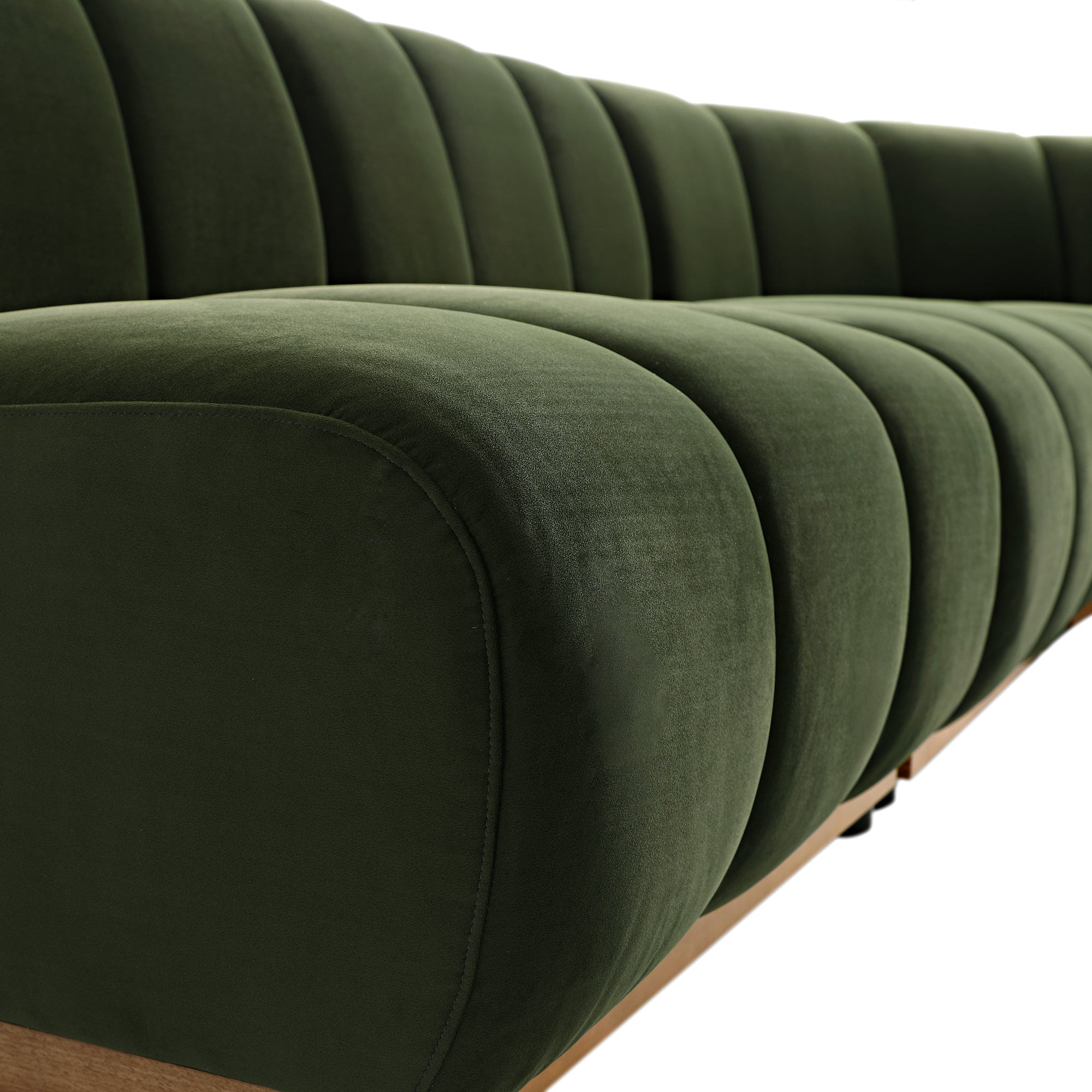 Granvia Moss Green Velvet Modular Sofa, 5-Seater Grand L-Shaped Sofa