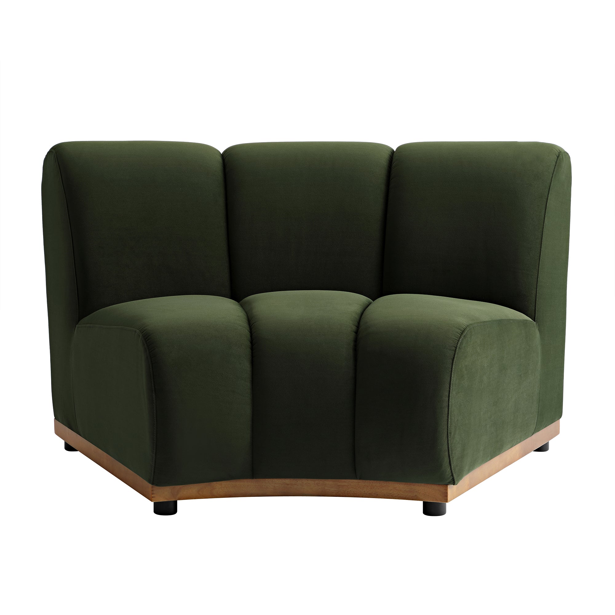 Granvia Moss Green Velvet Sectional Sofa, 1-Seater Curved Sofa