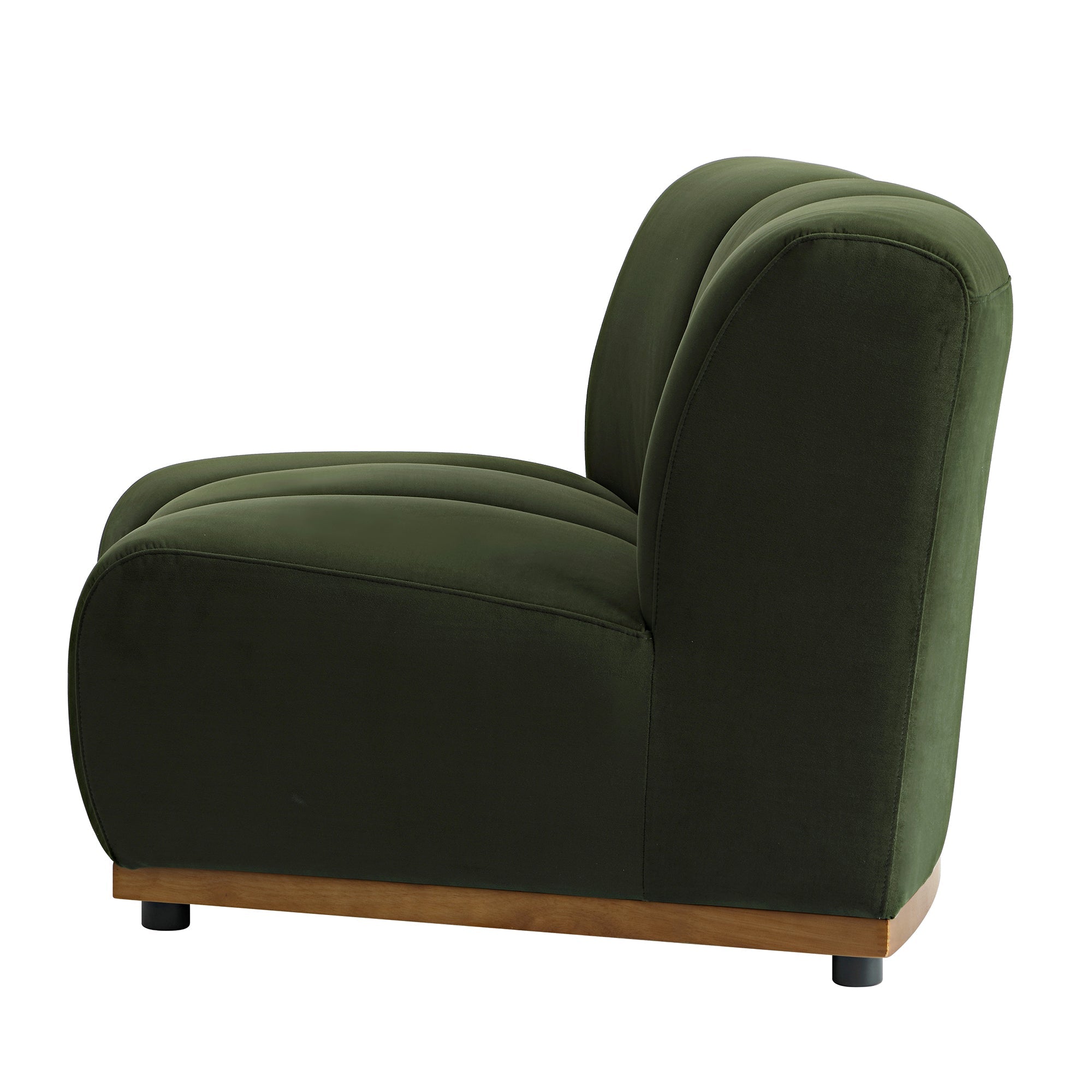 Granvia Moss Green Velvet Sectional Sofa, 1-Seater Curved Sofa