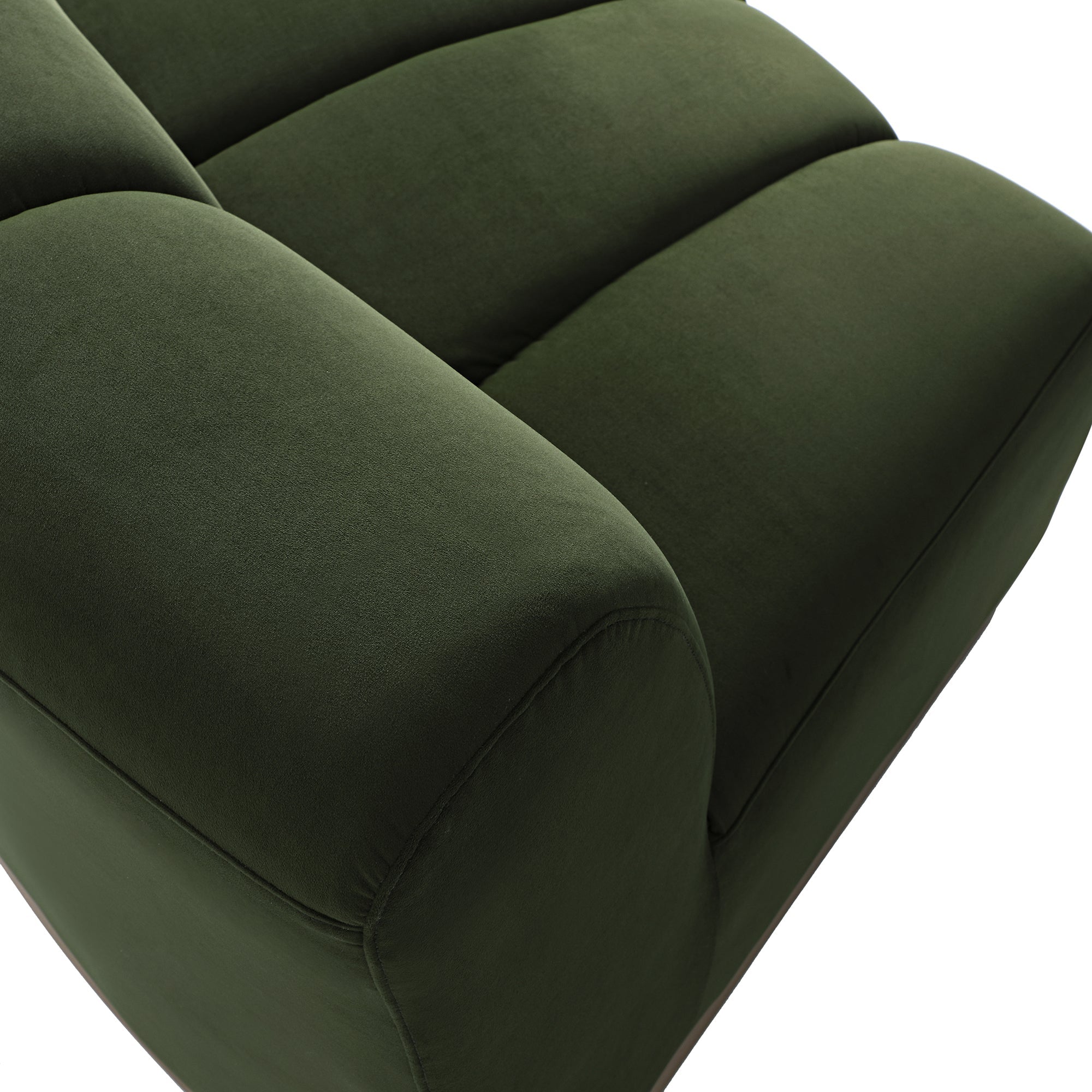 Granvia Moss Green Velvet Sectional Sofa, 1-Seater Curved Sofa