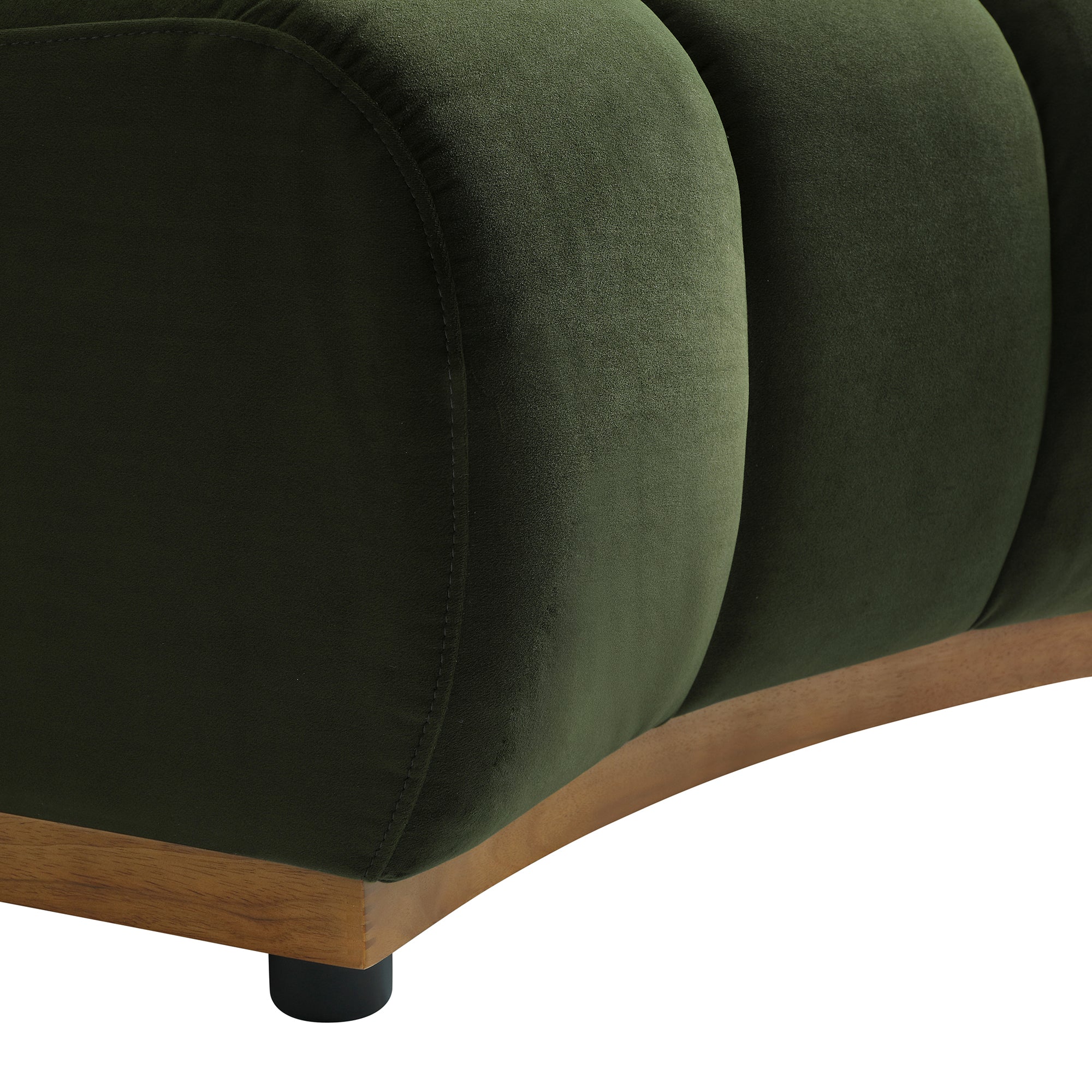 Granvia Moss Green Velvet Sectional Sofa, 1-Seater Curved Sofa