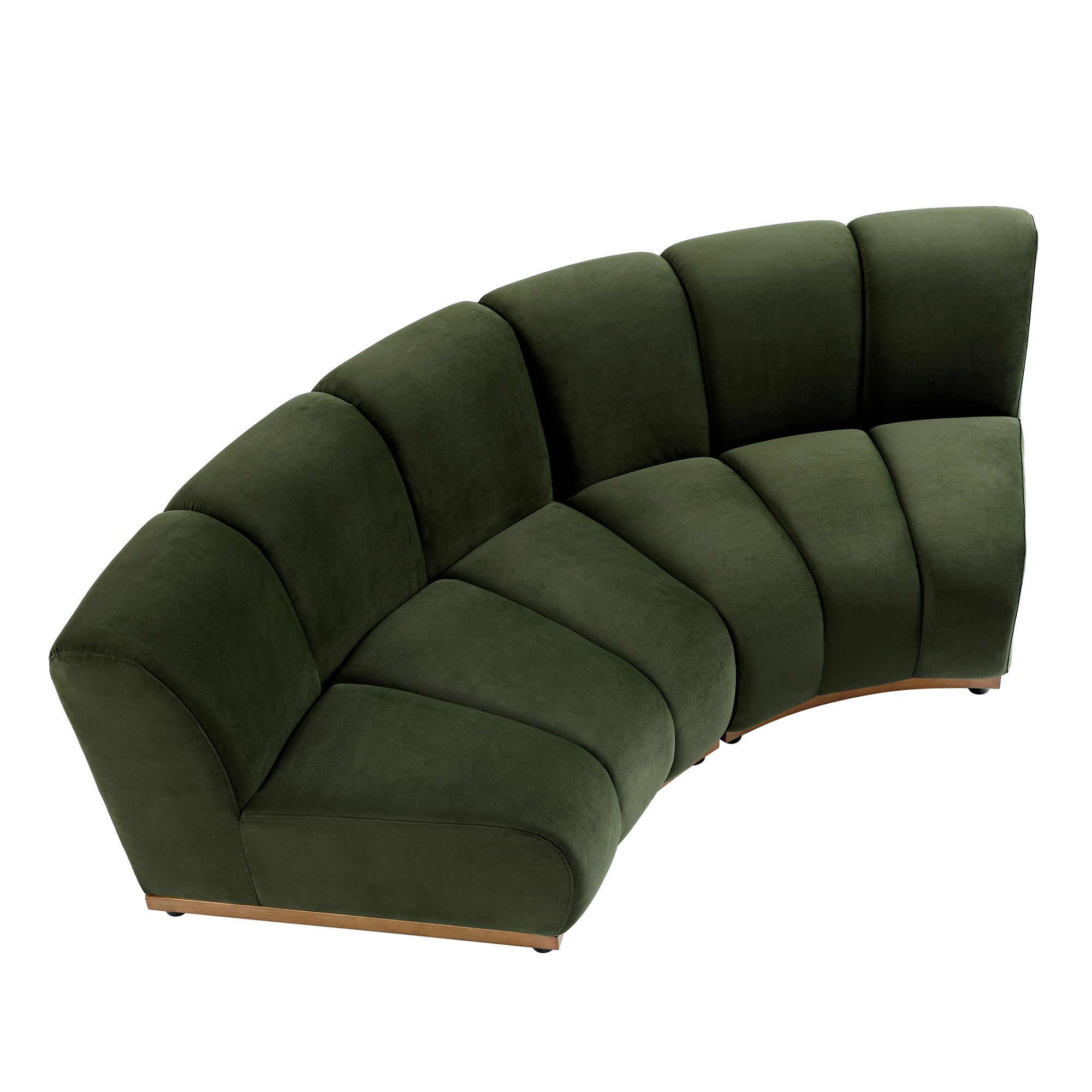 Granvia Moss Green Velvet Modular Sofa, 2-Seater Curved Sofa