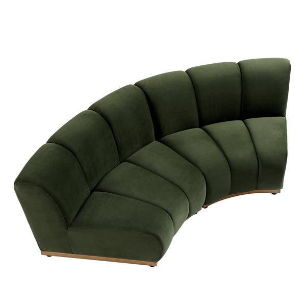 Granvia Moss Green Velvet Sectional Sofa, 2-Seater Curved Sofa