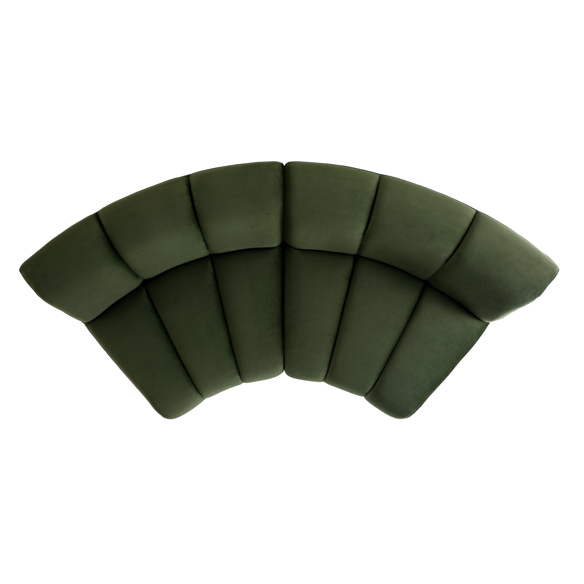 Granvia Moss Green Velvet Sectional Sofa, 2-Seater Curved Sofa