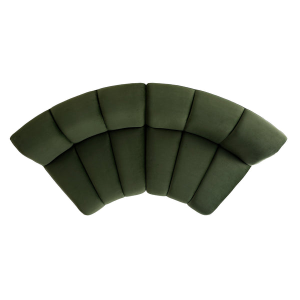 Granvia Moss Green Velvet Sectional Sofa, 2-Seater Curved Sofa