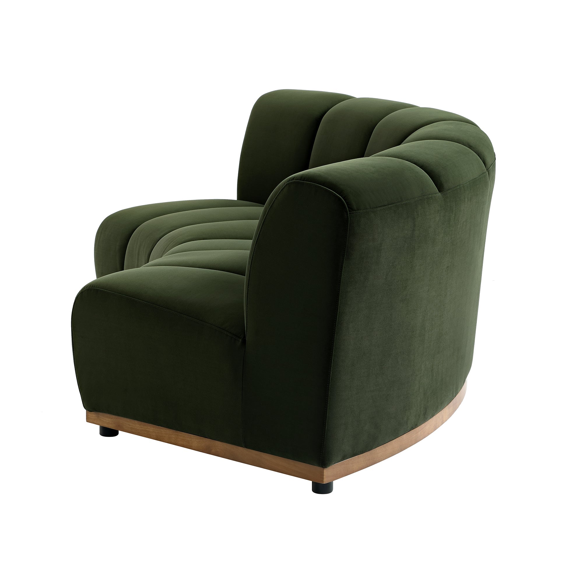 Granvia Moss Green Velvet Sectional Sofa, 2-Seater Curved Sofa