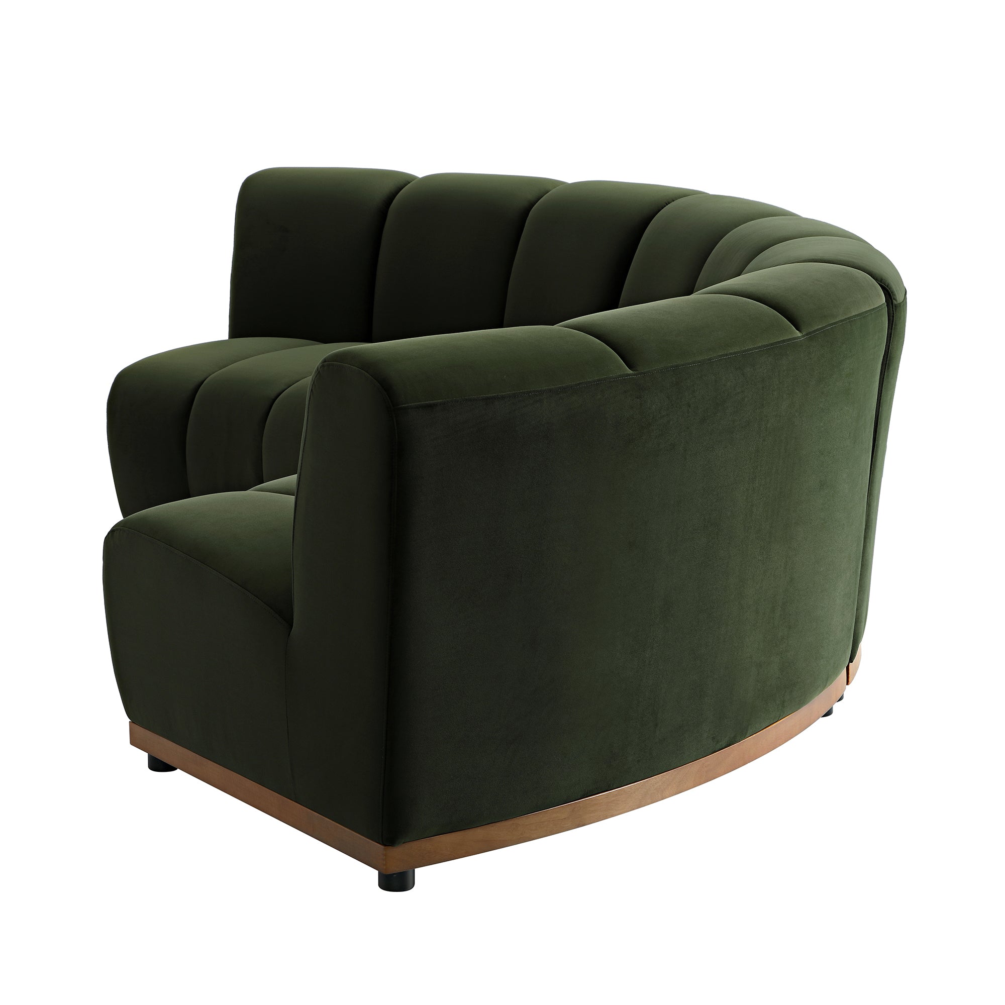 Granvia Moss Green Velvet Sectional Sofa, 3-Seater Curved Sofa