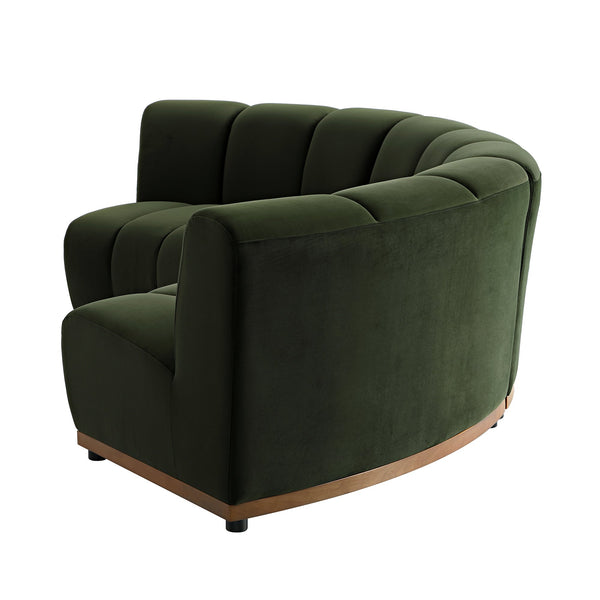 Granvia Moss Green Velvet Sectional Sofa, 3-Seater Curved Sofa