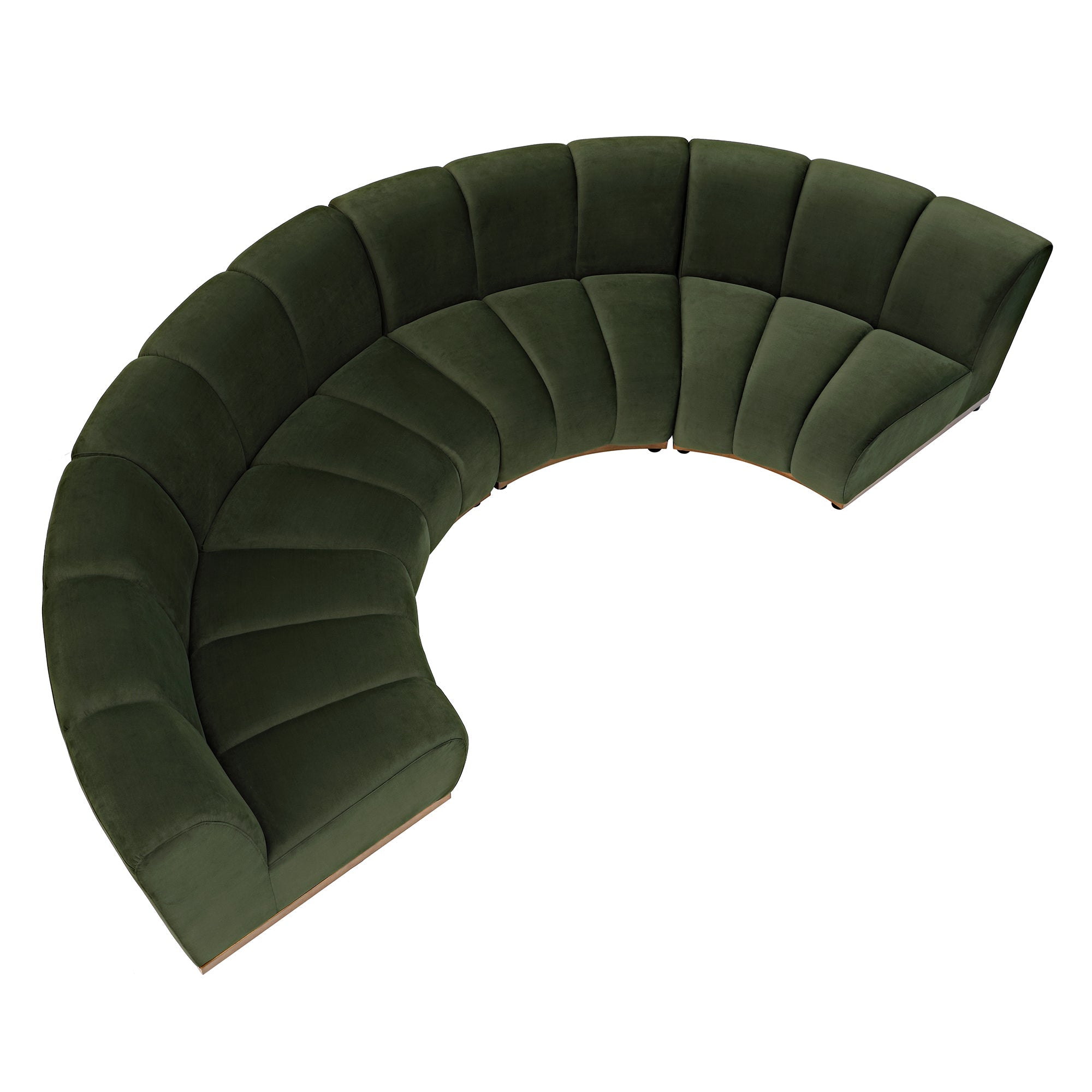 Granvia Moss Green Velvet Sectional Sofa, 4-Seater Half Circle Sofa