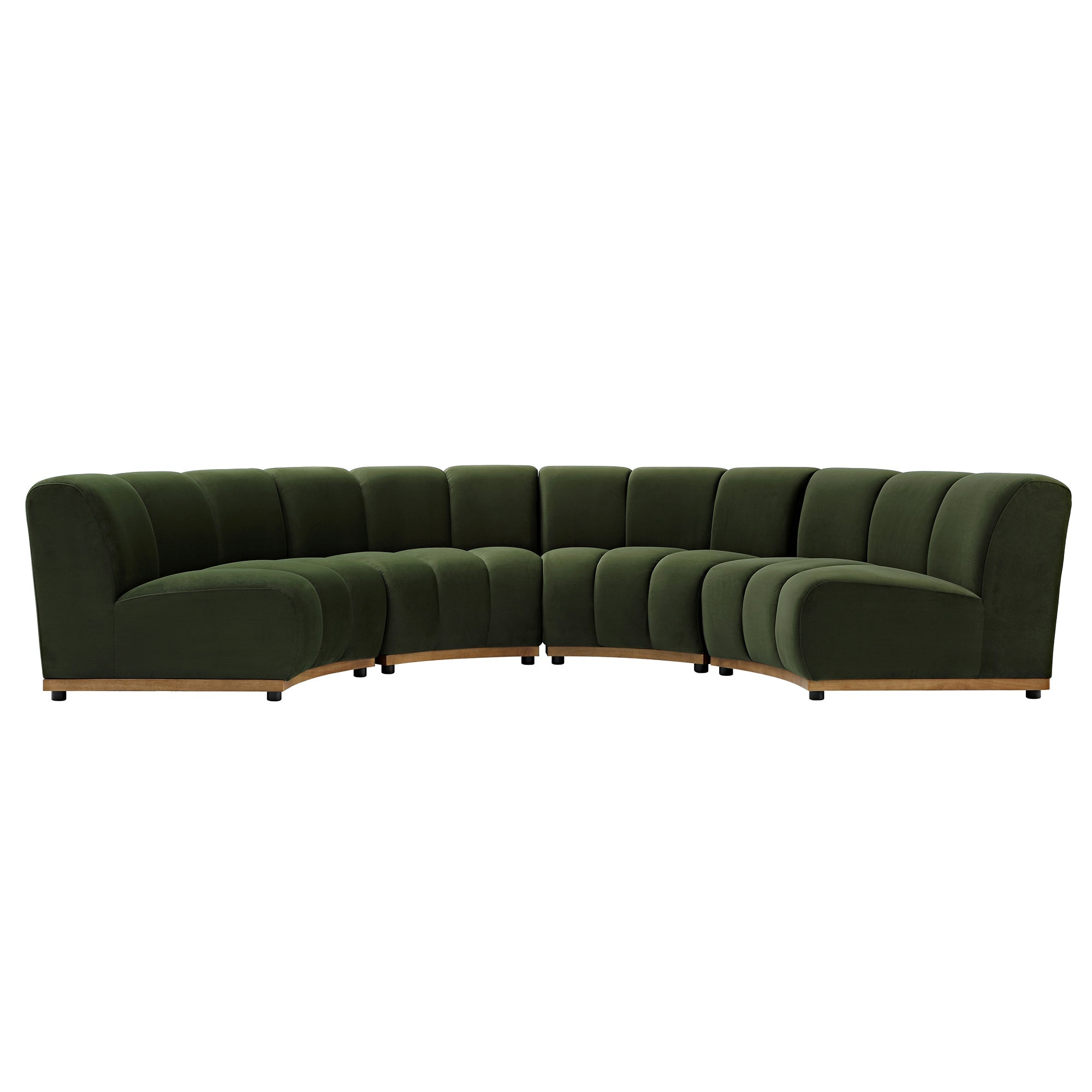 Granvia Moss Green Velvet Sectional Sofa, 4-Seater Half Circle Sofa