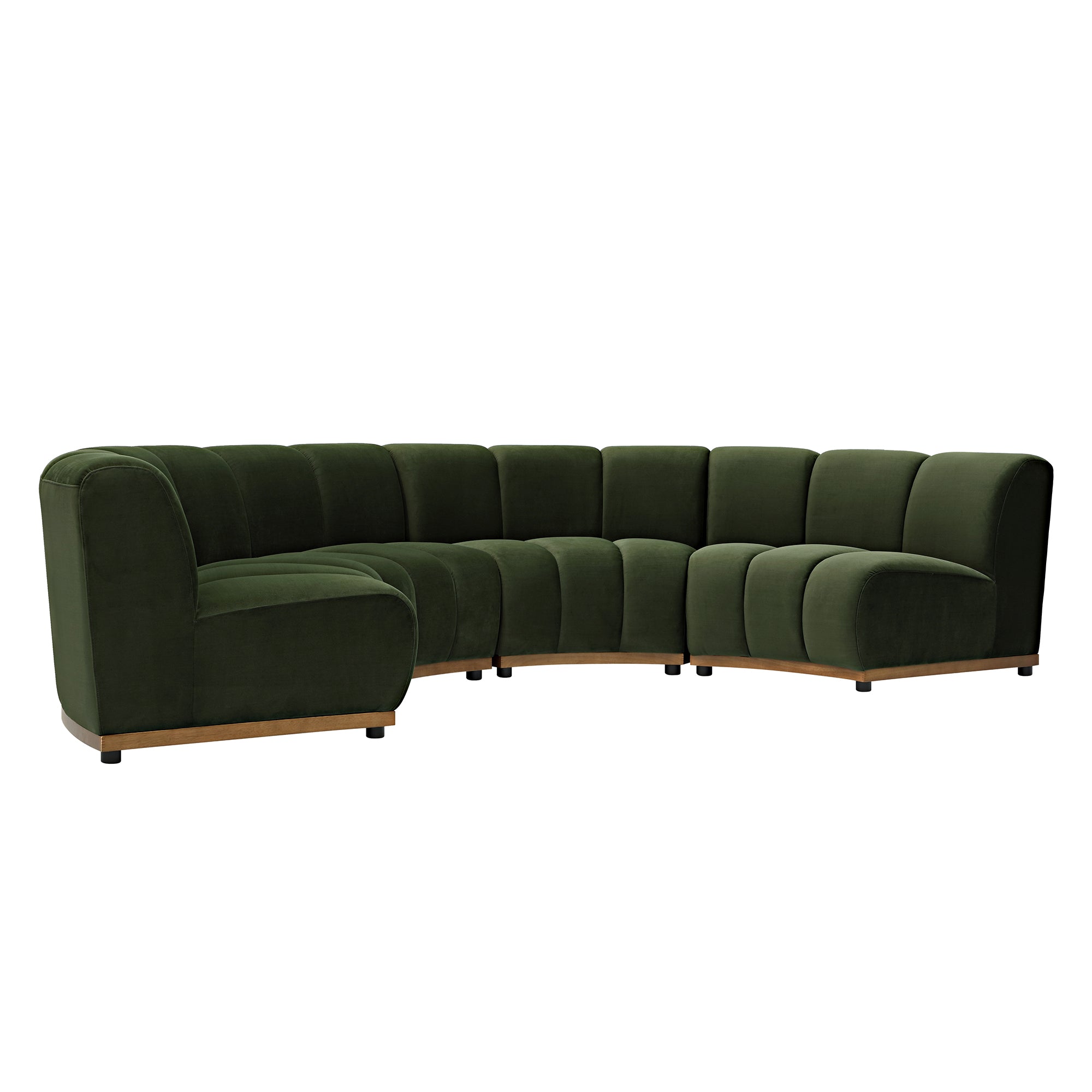 Granvia Moss Green Velvet Modular Sofa, 4-Seater Half Circle Sofa