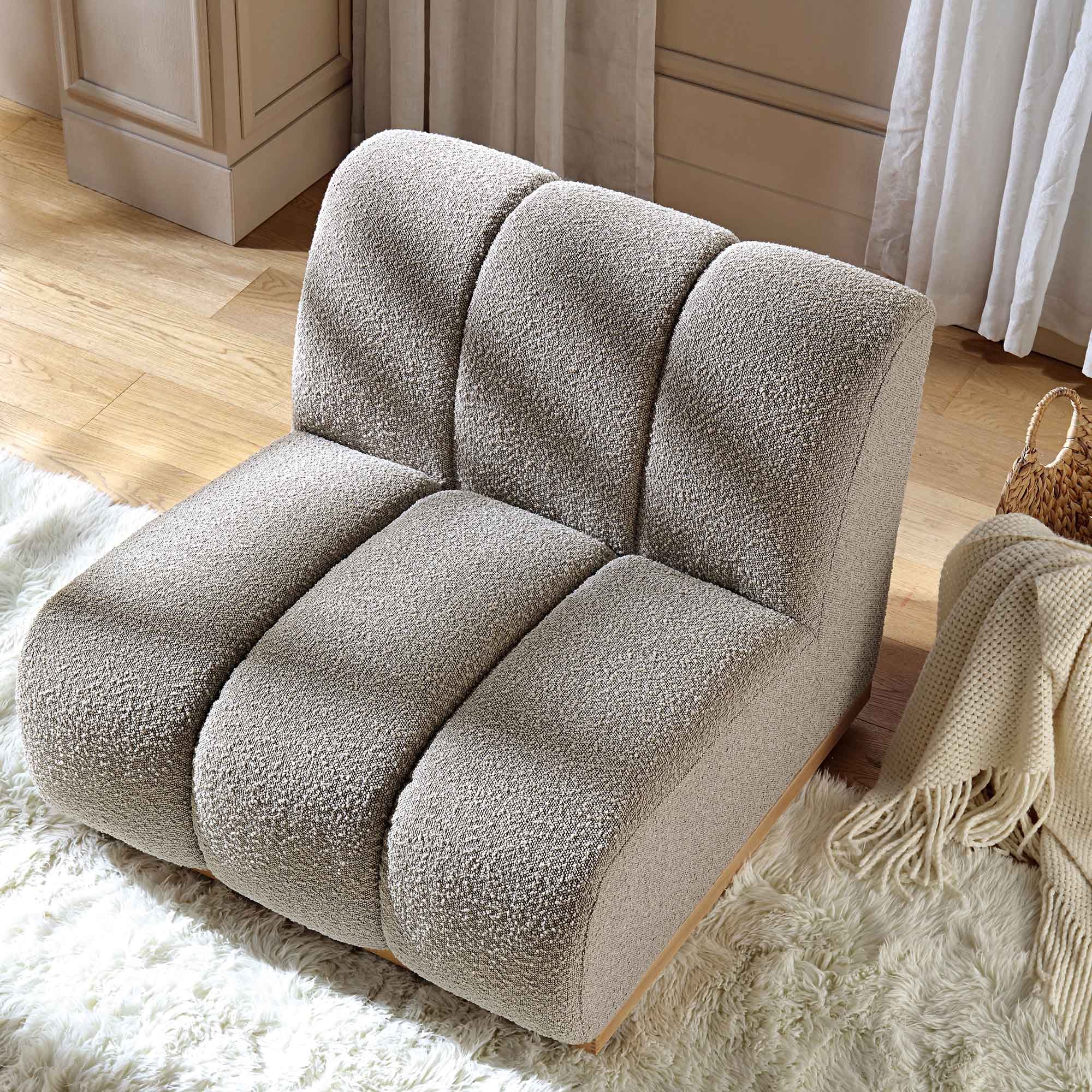 Granvia Taupe Boucle Modular Sofa, 1-Seater Armless Sofa