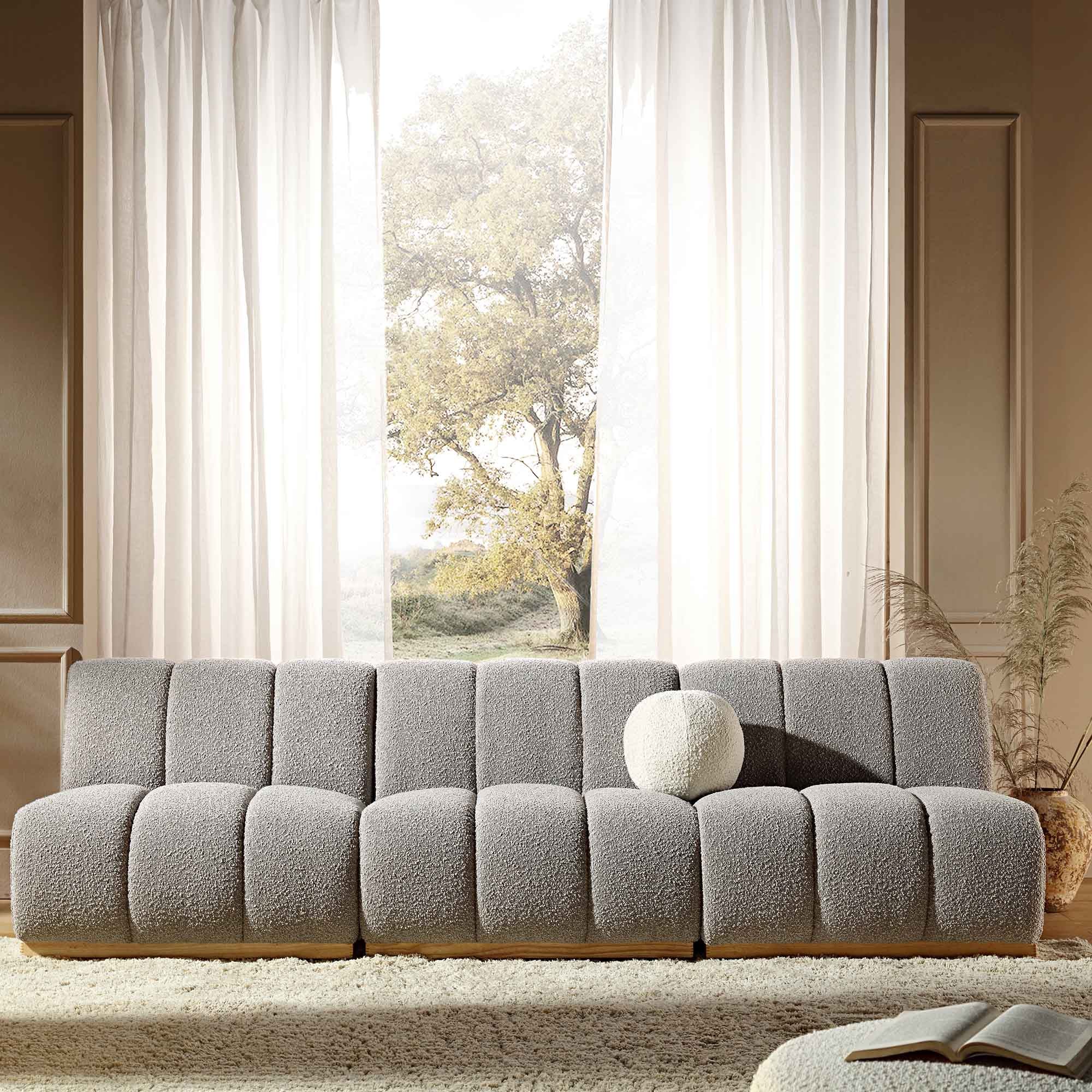 Granvia Taupe Boucle Modular Sofa, 3-Seater Sofa