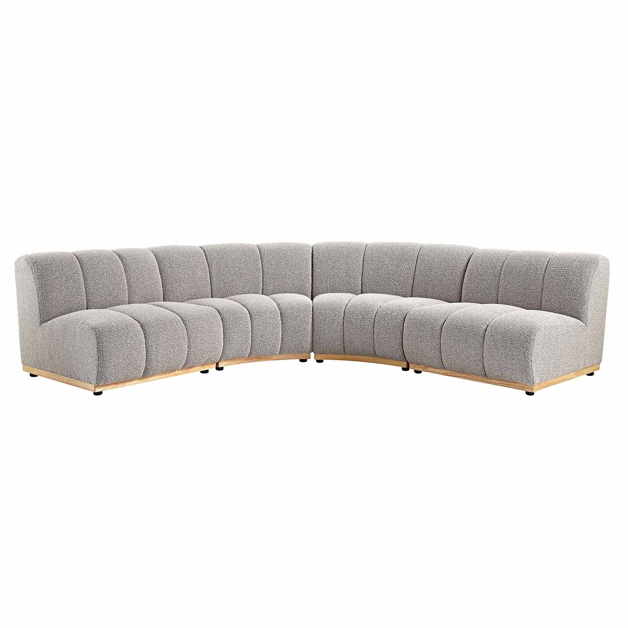 Granvia Taupe Boucle Sectional Sofa, 4-Seater Large Corner Sofa