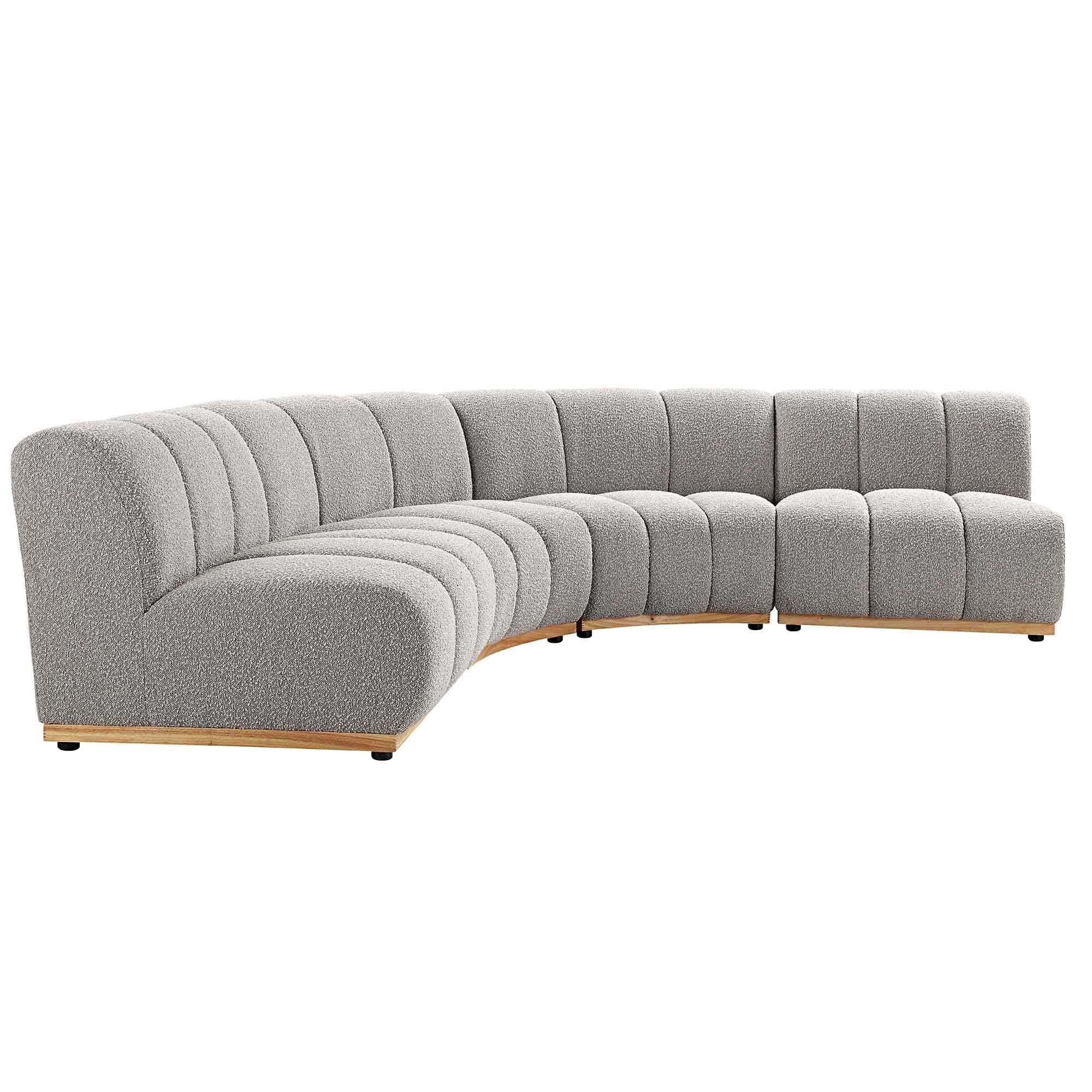 Granvia Taupe Boucle Sectional Sofa, 4-Seater Large Corner Sofa