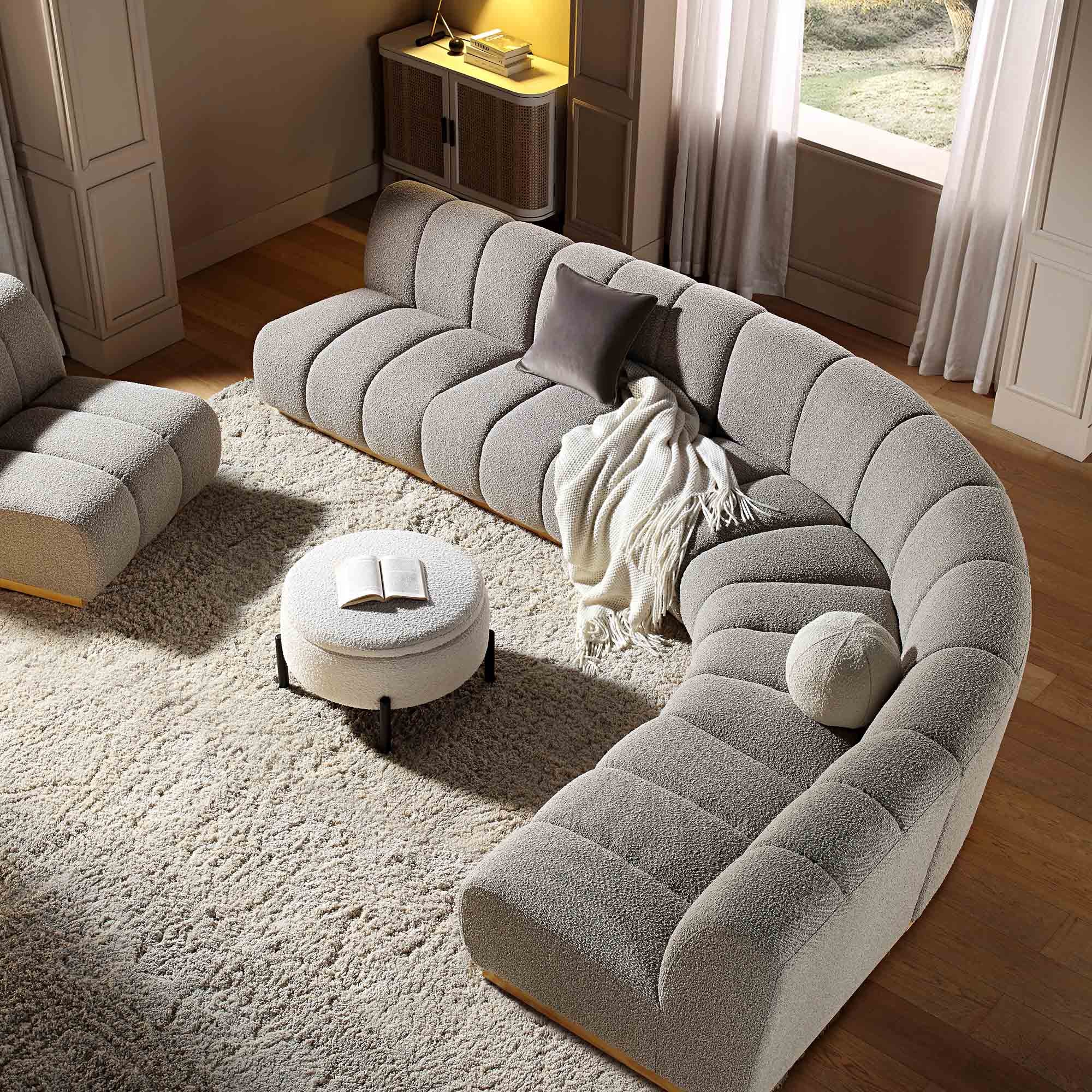 Granvia Taupe Boucle Modular Sofa, 5-Seater Grand L-Shaped Sofa