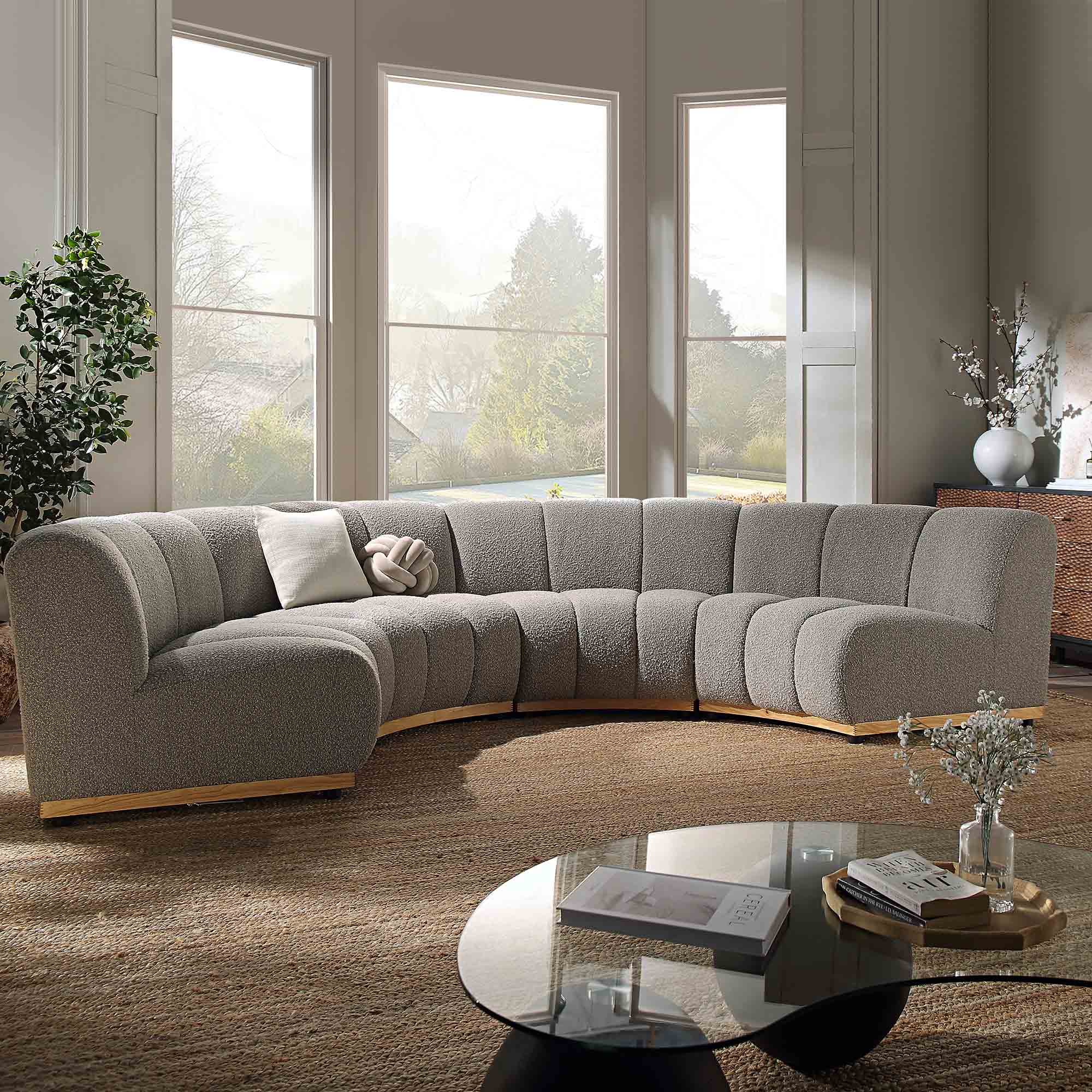 Granvia Taupe Boucle Modular Sofa, 4-Seater Half Circle Sofa