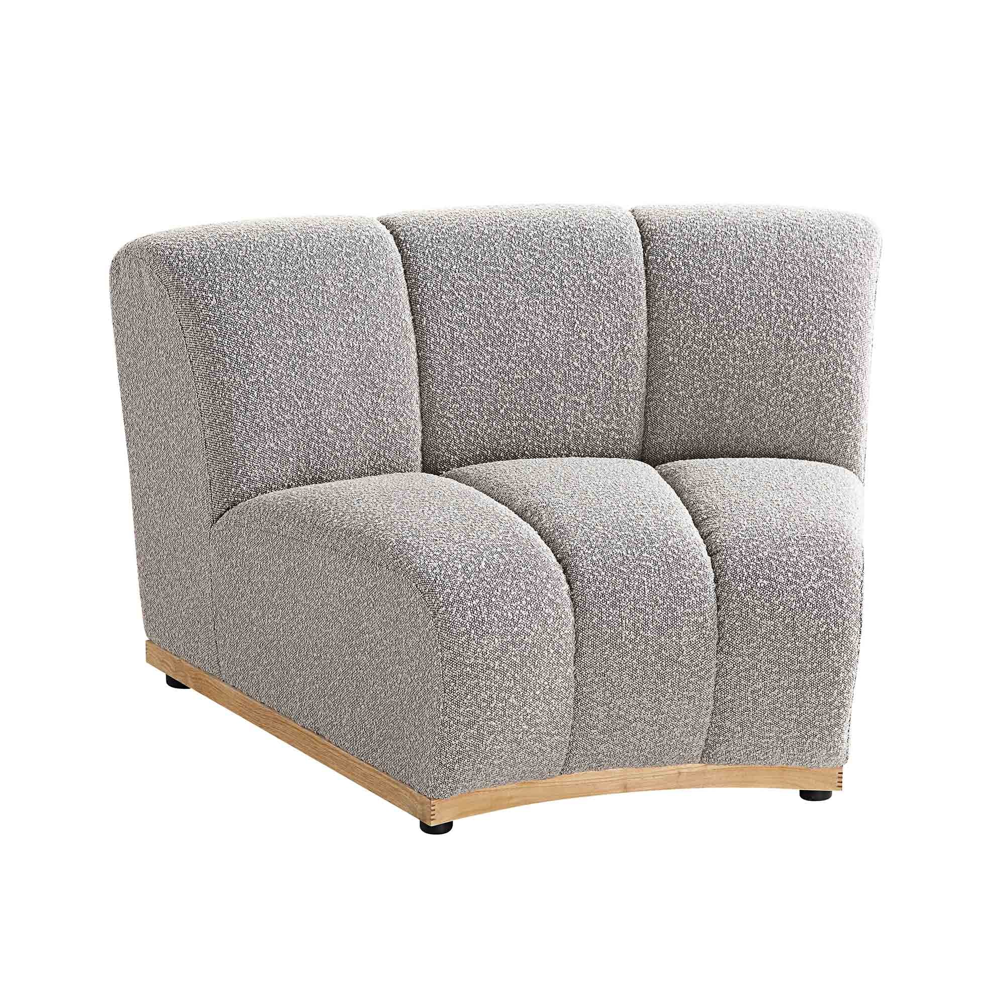 Granvia Taupe Boucle Sectional Sofa, 1-Seater Curved Sofa