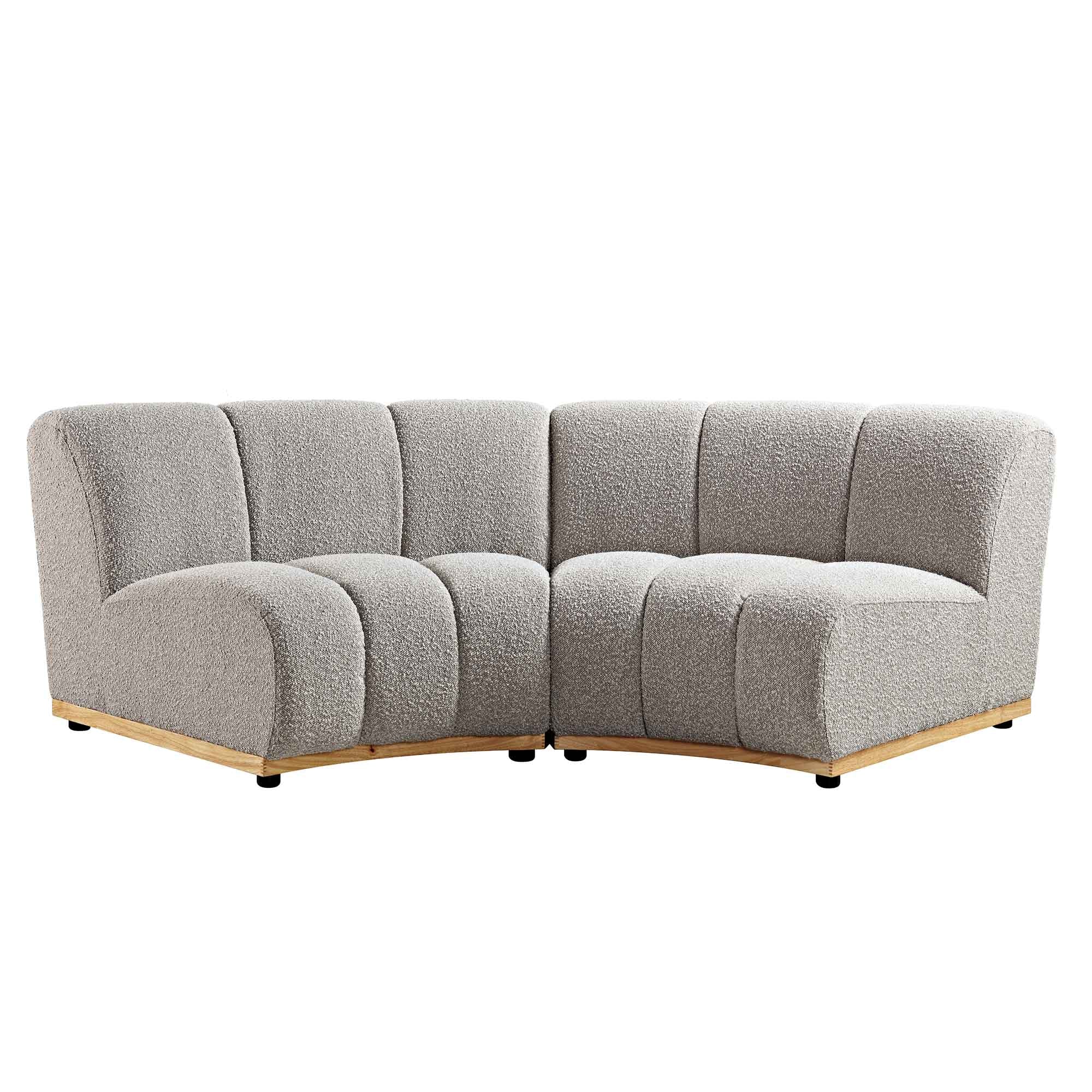 Granvia Taupe Boucle Sectional Sofa, 2-Seater Curved Sofa