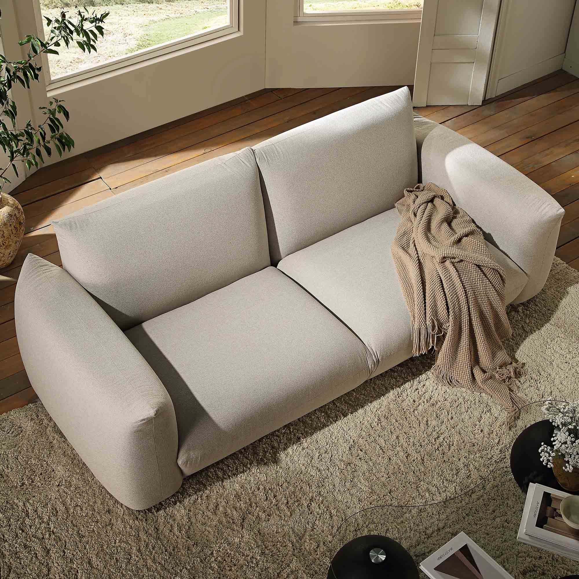 Gianni Three Seater Sofa, Beige Woven Fabric