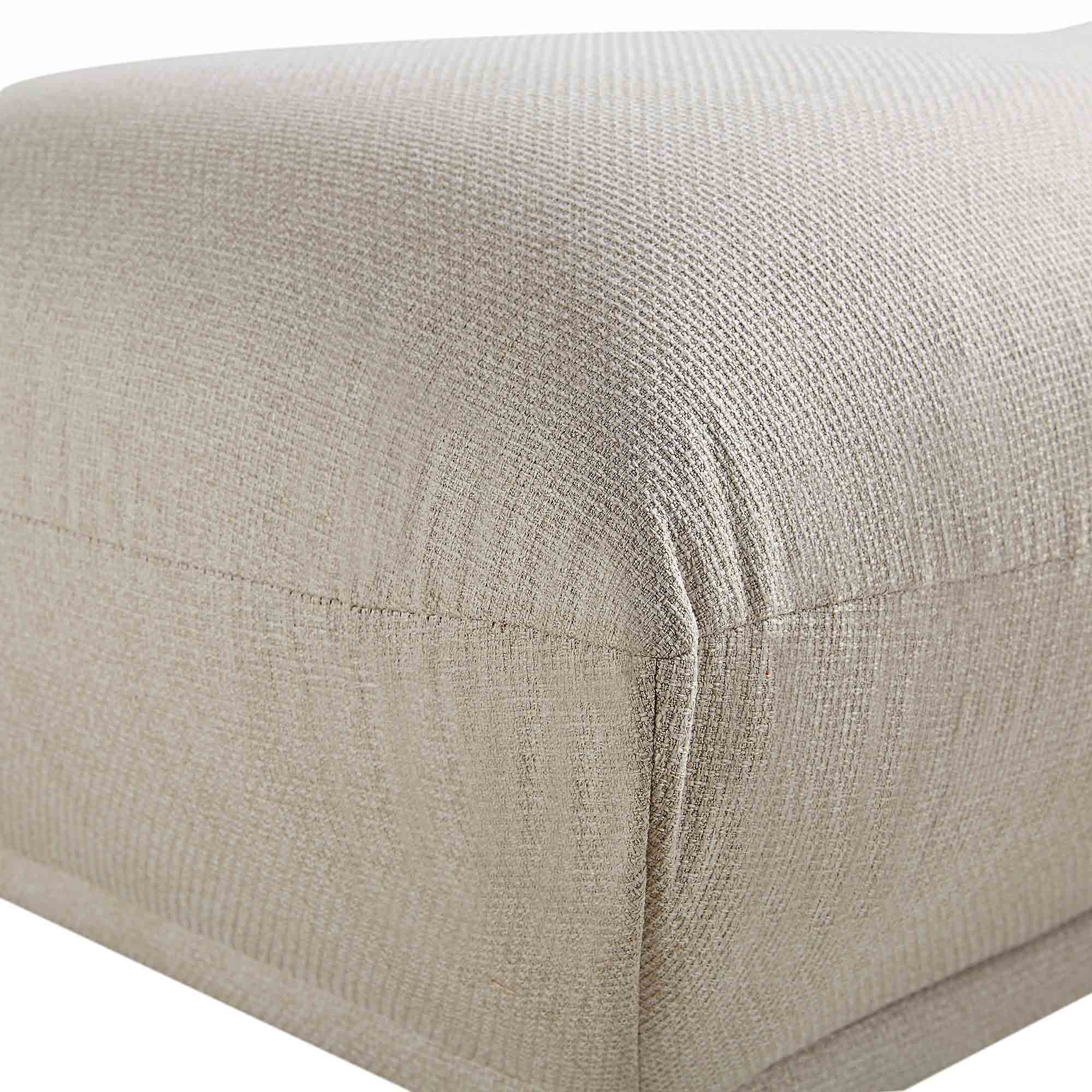 Gianni Pouffe, Beige Woven Fabric