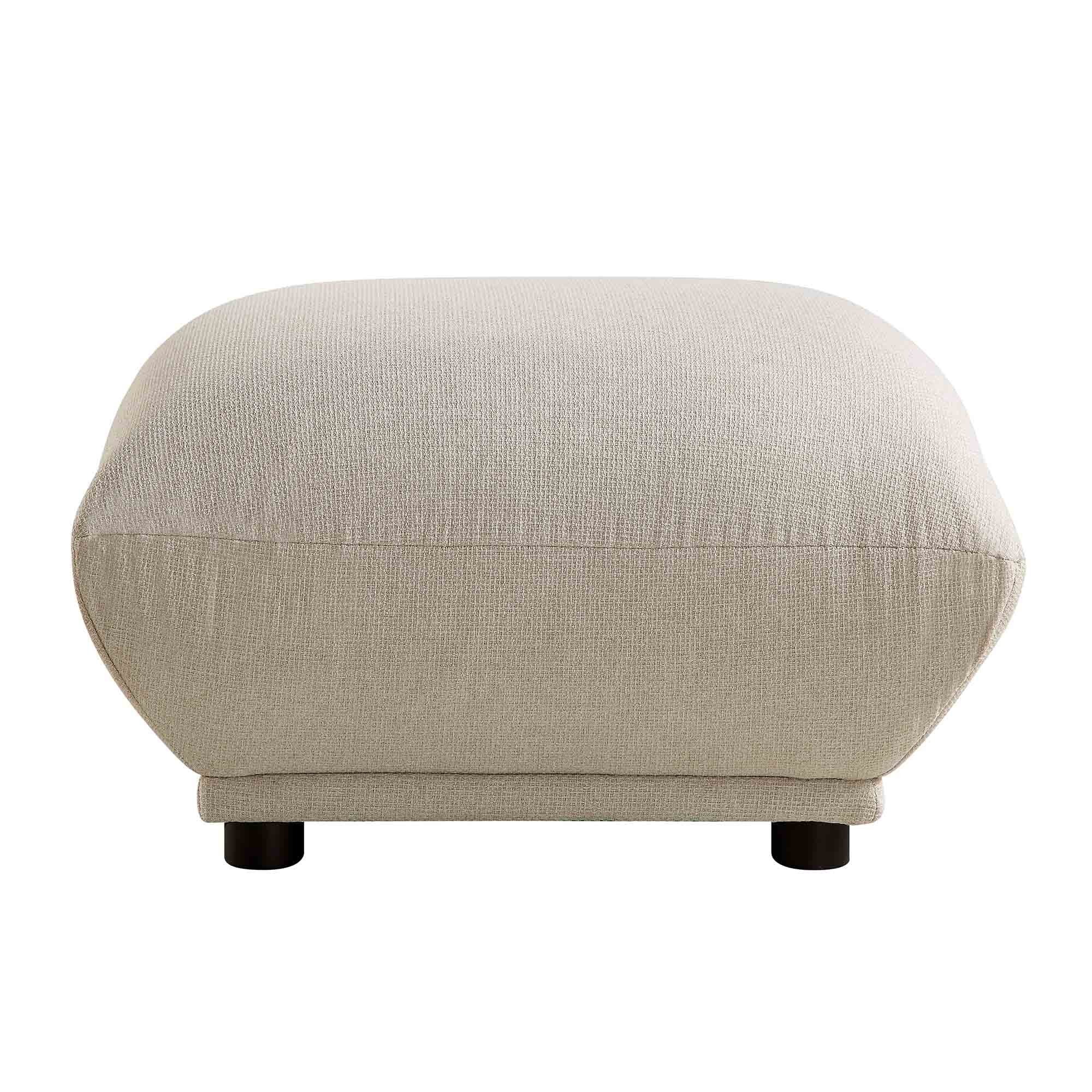 Gianni Pouffe, Beige Woven Fabric