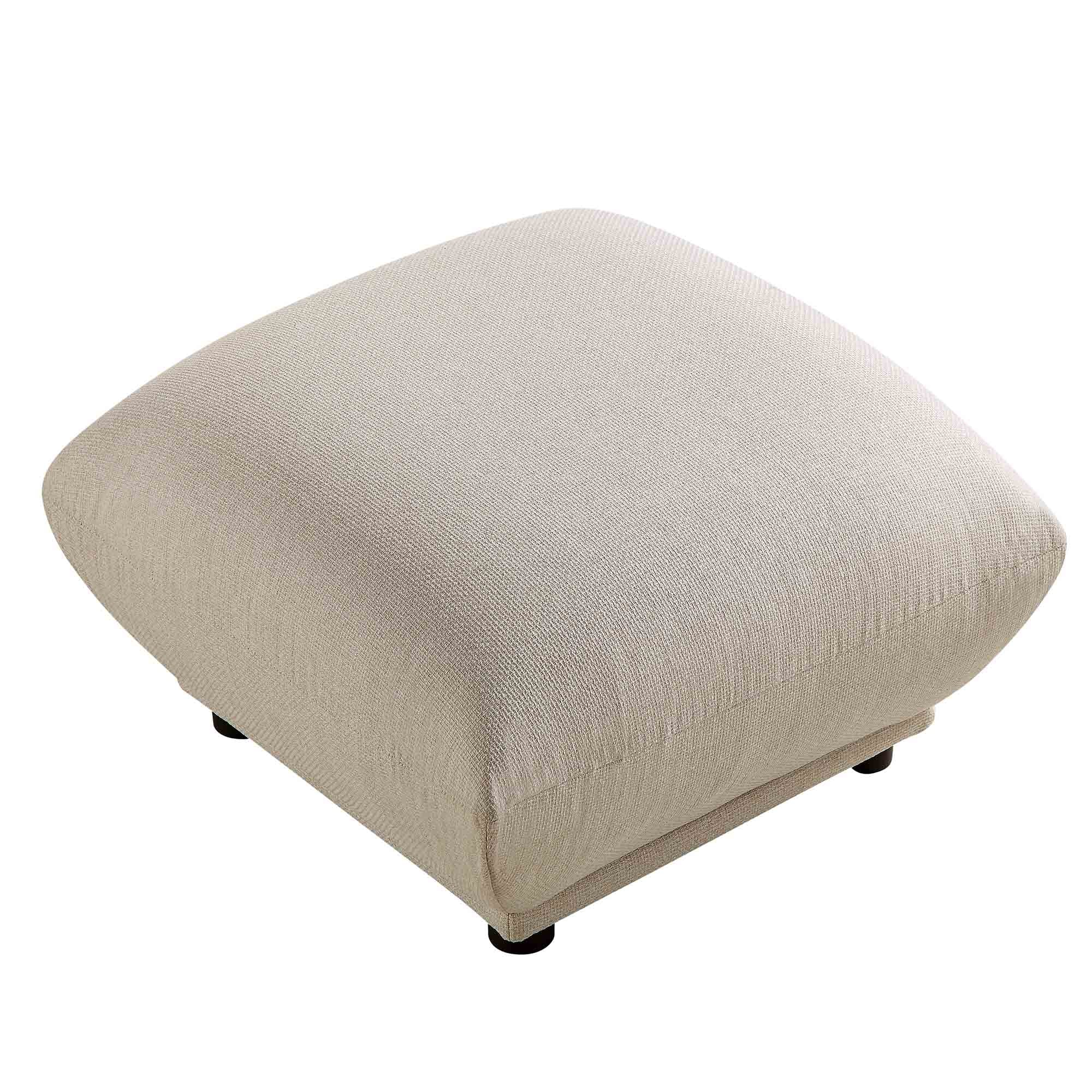 Gianni Pouffe, Beige Woven Fabric