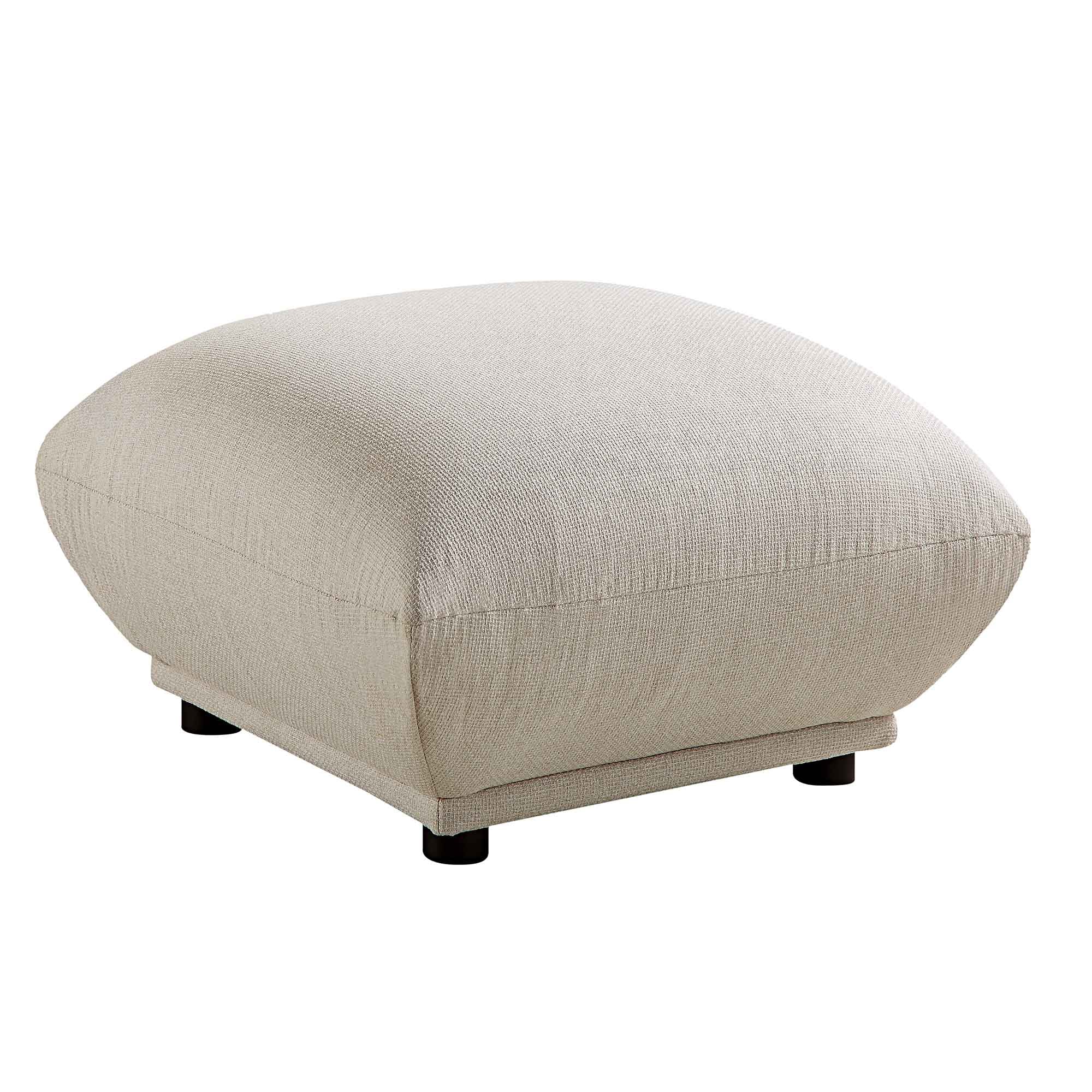 Gianni Pouffe, Beige Woven Fabric