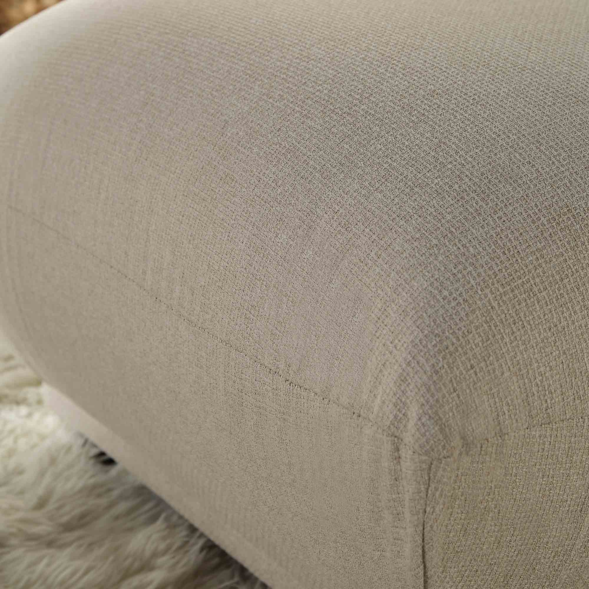 Gianni Pouffe, Beige Woven Fabric