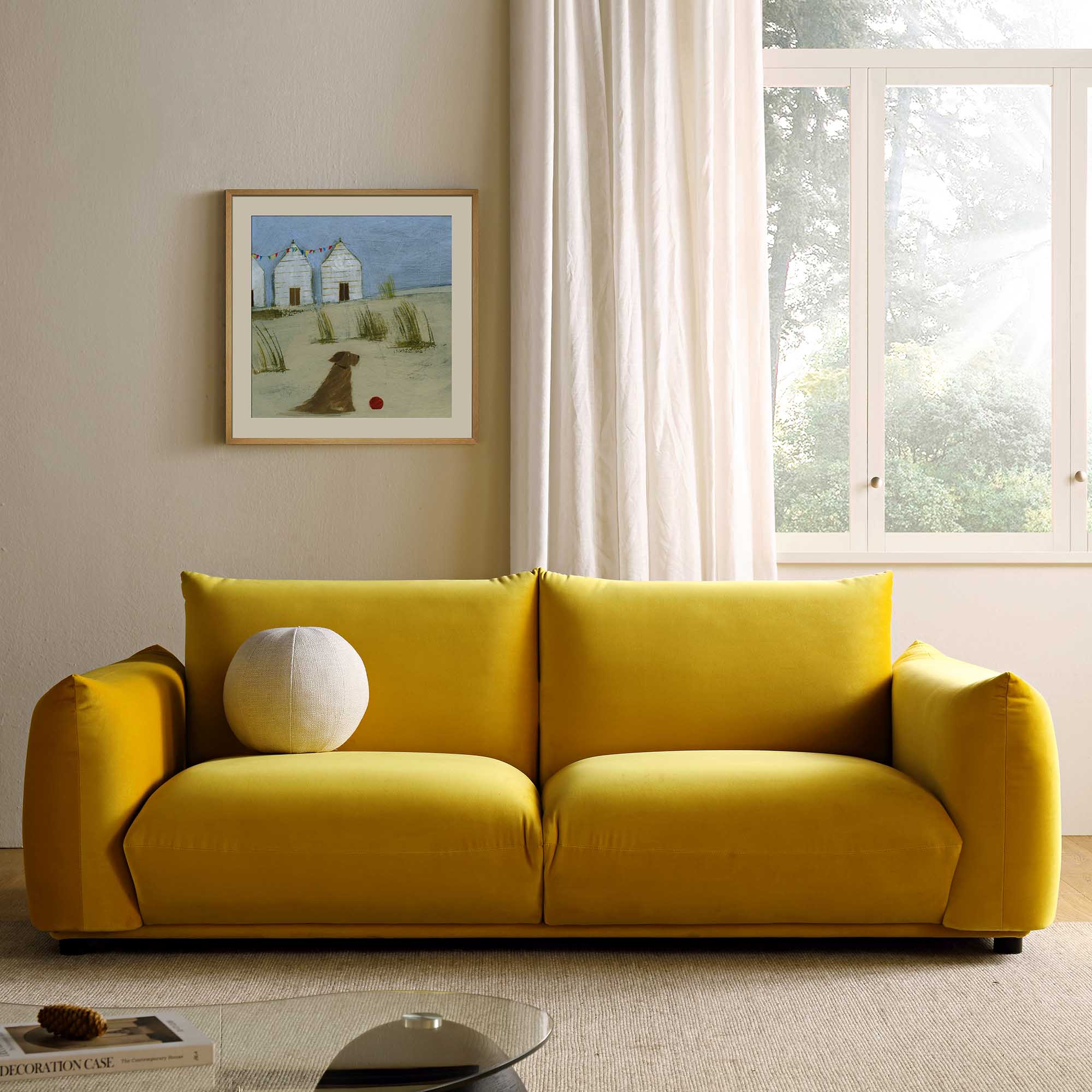 Gianni Three Seater Sofa, Goldenrod Velvet