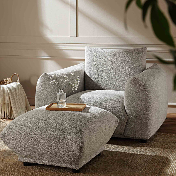 Gianni Armchair, Mist Grey Boucle