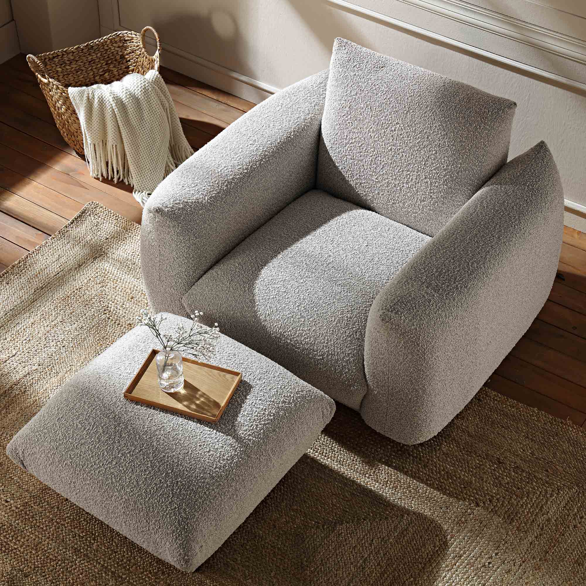 Gianni Armchair, Mist Grey Boucle