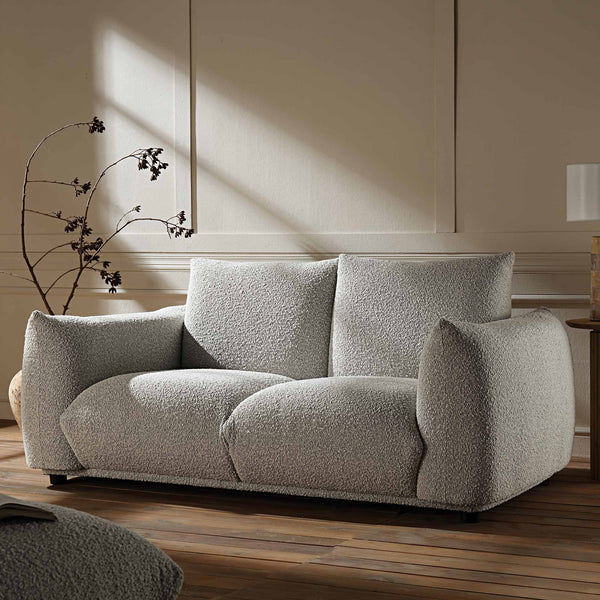 Gianni Two Seater Sofa, Mist Grey Boucle