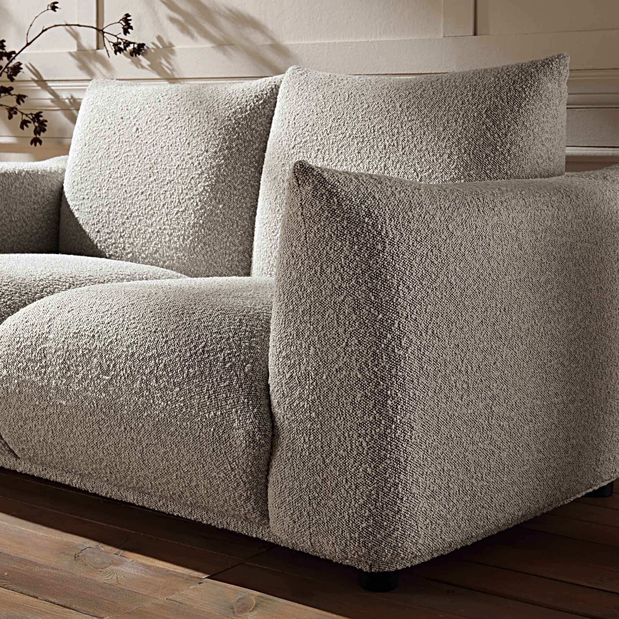 Gianni Two Seater Sofa, Mist Grey Boucle