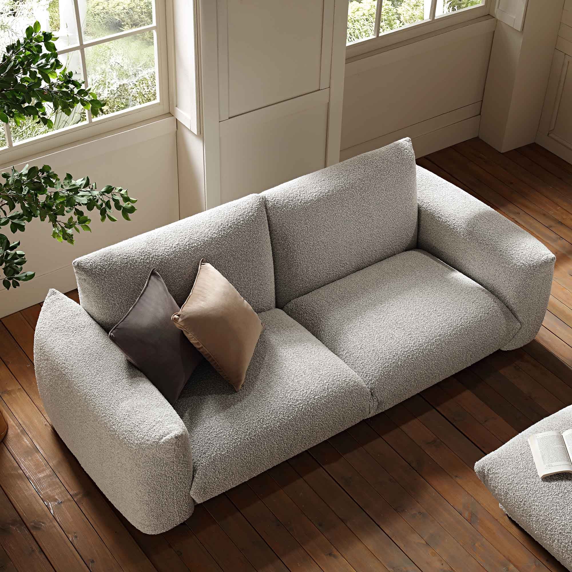 Gianni Three Seater Sofa, Mist Grey Boucle