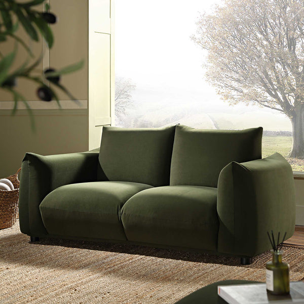 Gianni Two Seater Sofa, Moss Green Velvet