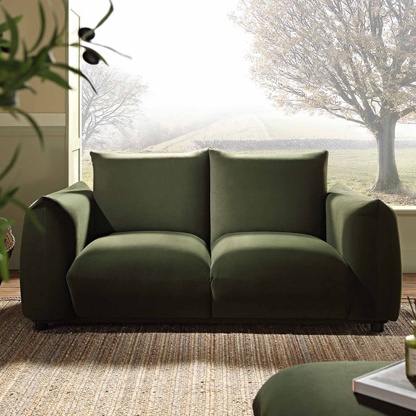 Gianni Two Seater Sofa, Moss Green Velvet