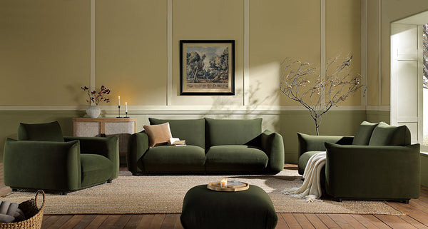 Gianni Two Seater Sofa, Moss Green Velvet