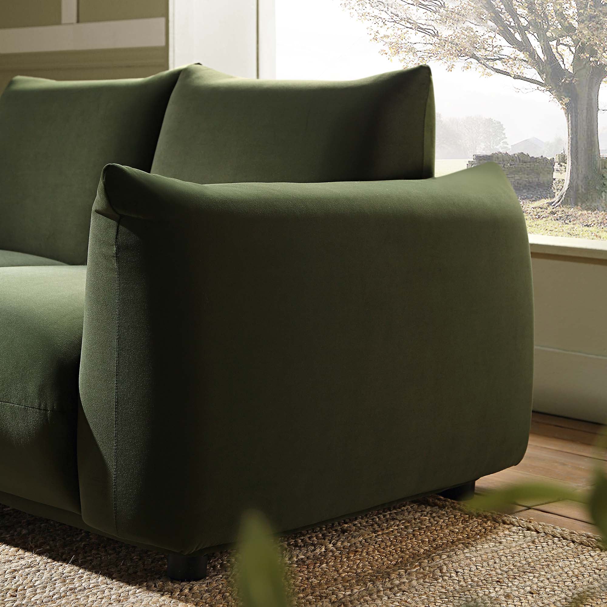 Gianni Two Seater Sofa, Moss Green Velvet