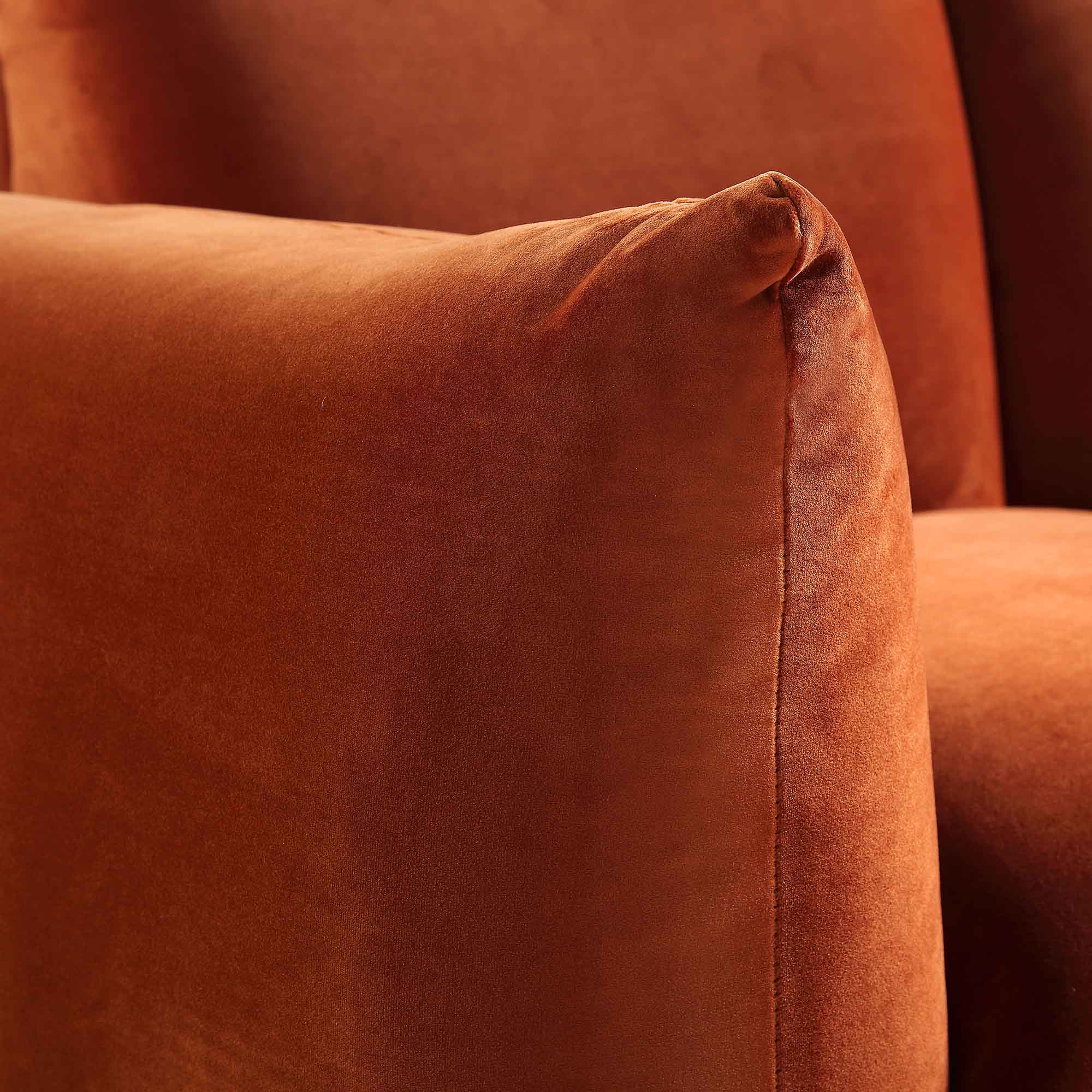 Gianni Two Seater Sofa, Rust Velvet