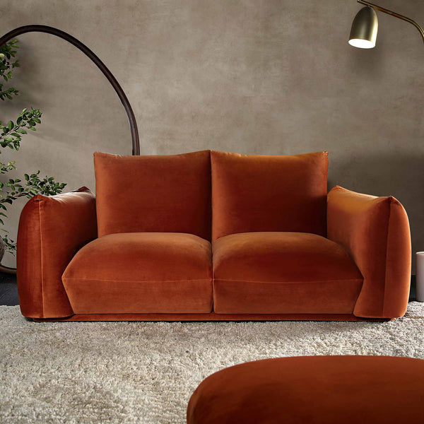 Gianni Two Seater Sofa, Rust Velvet