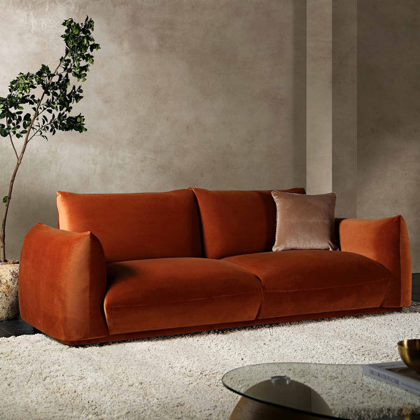 Gianni Three Seater Sofa, Rust Velvet