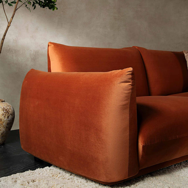 Gianni Three Seater Sofa, Rust Velvet