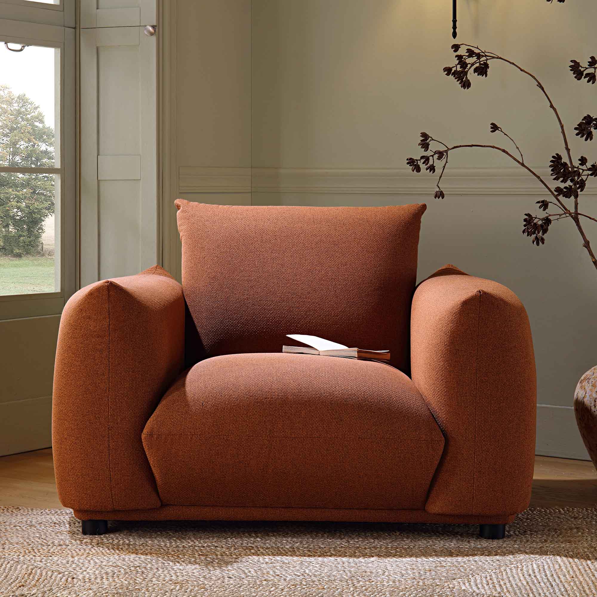 Gianni Armchair, Terracotta Fabric