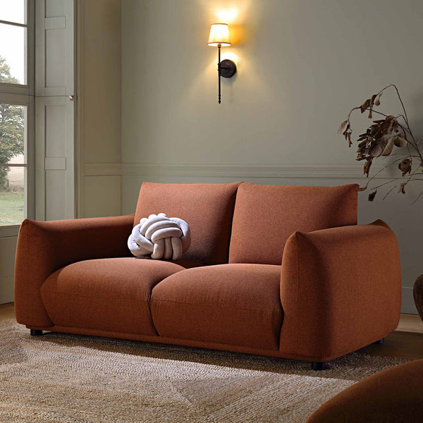 Gianni Two Seater Sofa, Terracotta Fabric